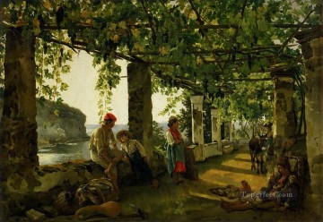 Landscapes Painting - Veranda entwined with grapes Sylvester Shchedrin garden